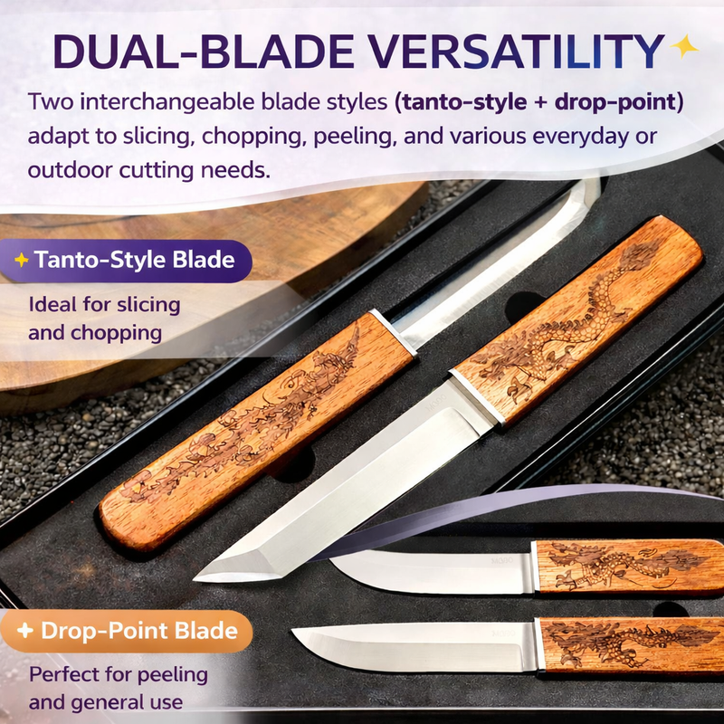 🔥DRAGON &amp; PHOENIX DUAL-BLADE KNIFE 🔥 detail view