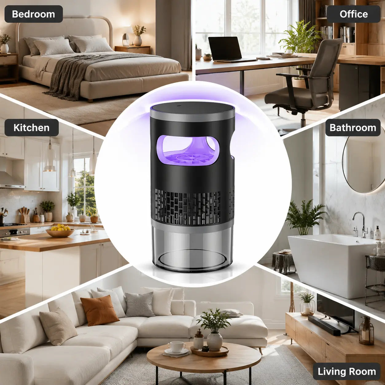 🏠🦟Indoor Insect Trap with Light and Suction Non Zapper Flying Bug Catcher for Mosquitoes Fruit Flies Gnats and Moths