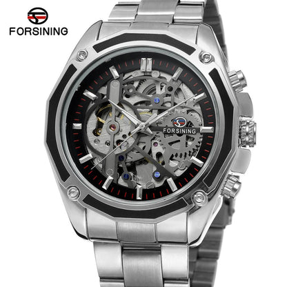 Forsining Luxury Skeleton Automatic Watch – Premium Stainless Steel Mechanical Timepiece for Men | Waterproof & Luminous / Best For Gift