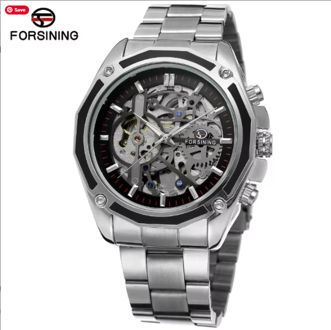 Forsining Luxury Skeleton Automatic Watch – Premium Stainless Steel Mechanical Timepiece for Men | Waterproof & Luminous / Best For Gift