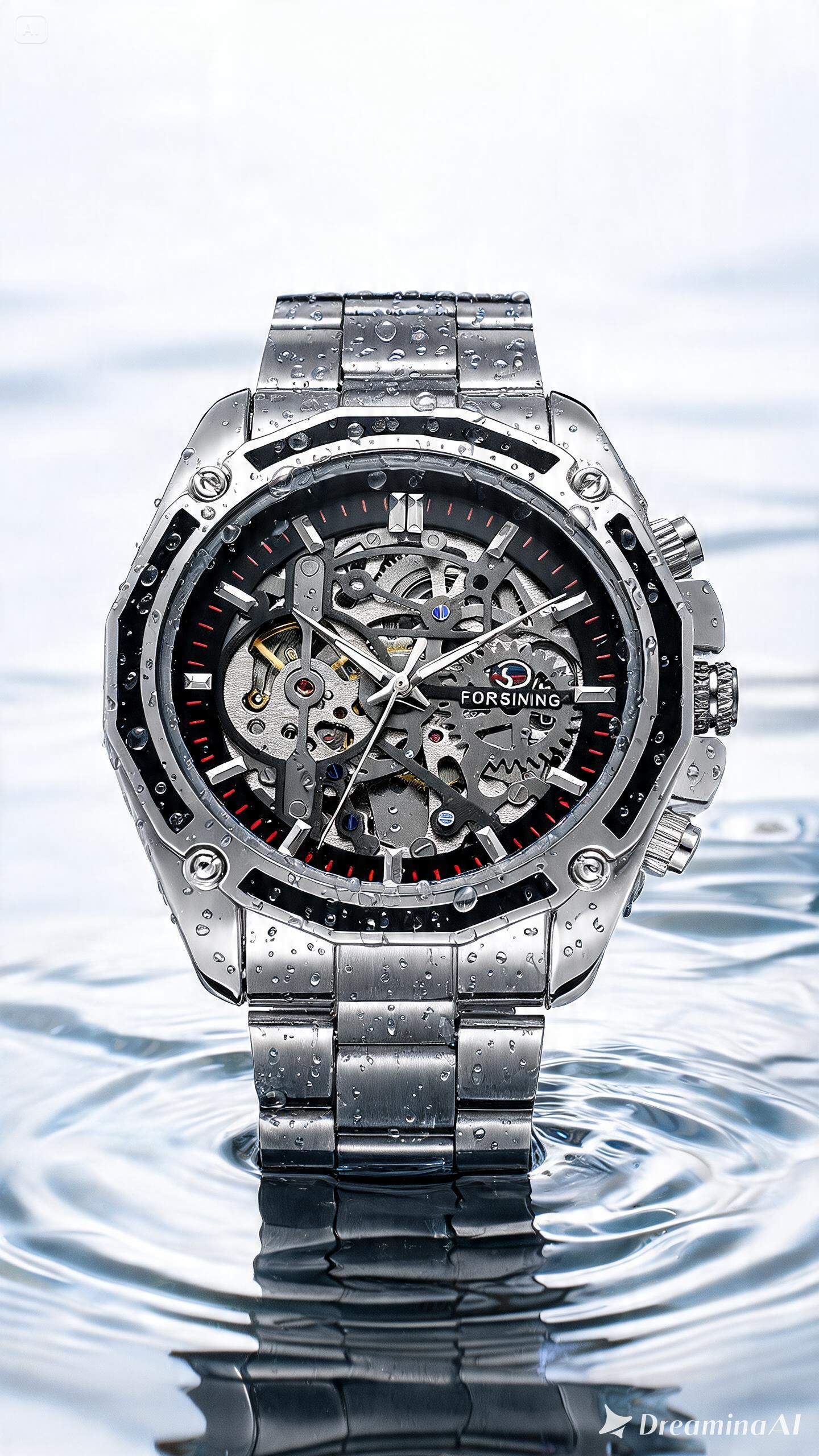 Forsining Luxury Skeleton Automatic Watch – Premium Stainless Steel Mechanical Timepiece for Men | Waterproof & Luminous / Best For Gift